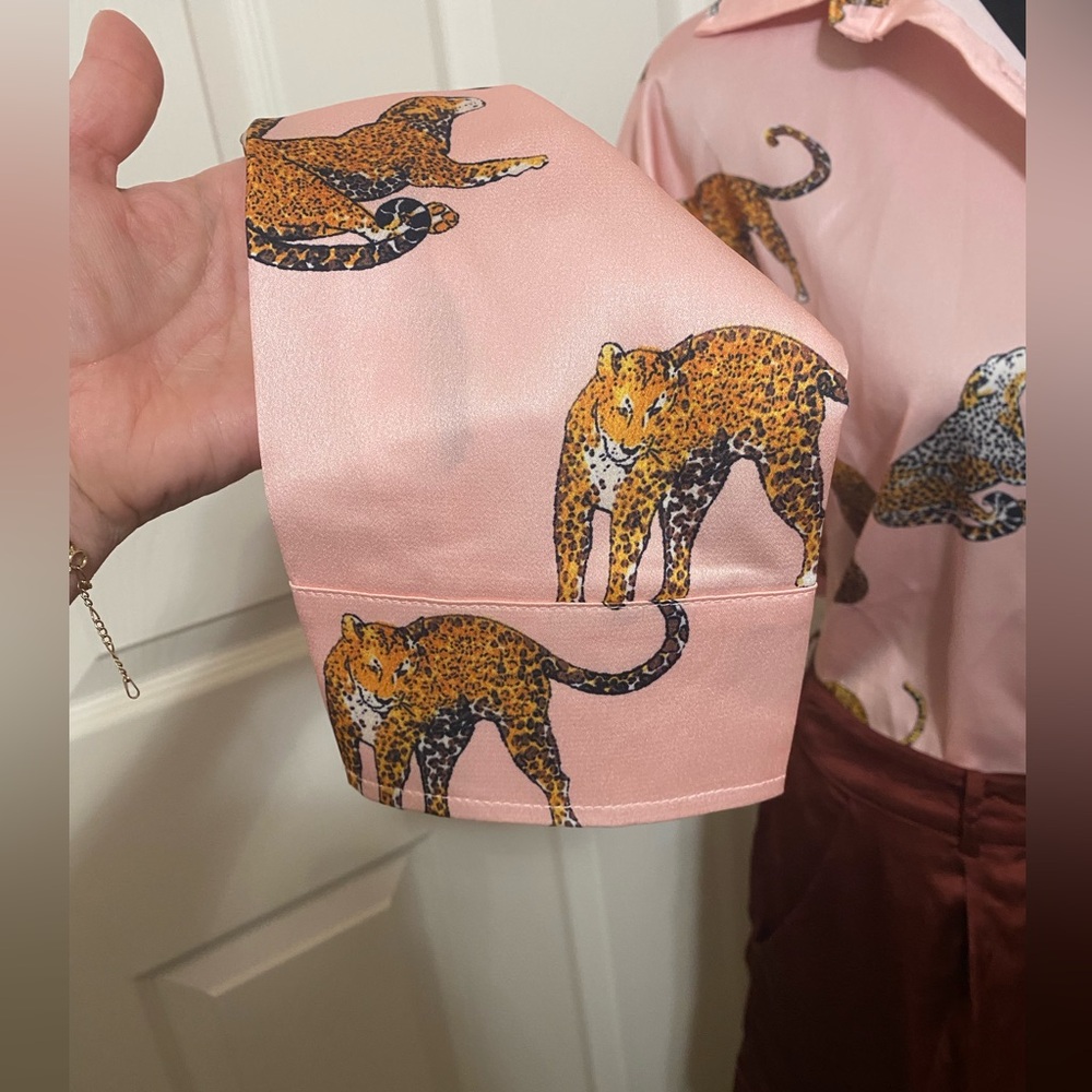 Mazik Pink and Black Leopard Top - Picture 4 of 6